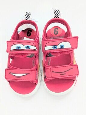 NWT Cars Lightning McQueen Kids (Size 6) Light-Up Sandals w/Velcro Open/Close